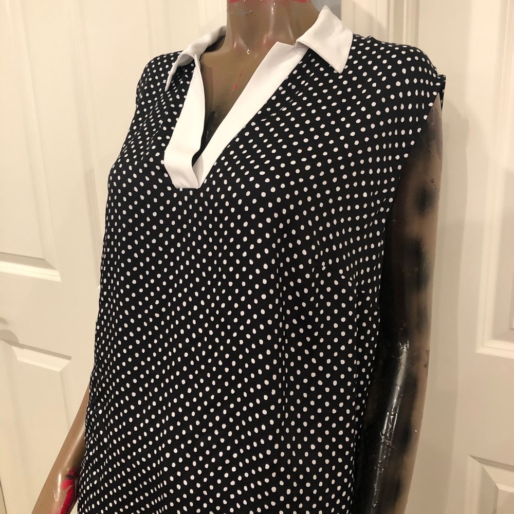 black tank top with white polka dots